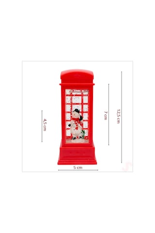 Uçuşan Simli,12,5 X 5cm Led Işıklı Telefon Kulübesi Küre-kardan Adam