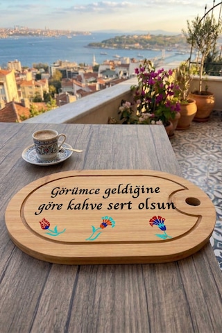 Kahve Keyfi Temalı Afilli Kahve Sunum Tablası Figür 19 Kahve Keyfi Temalı Afilli Kahve Sunum Tablası Figür 19