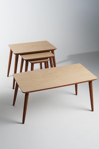 İstanbul Orta Sehpa Ve 3'lü Zigon Sehpa Seti Traverten