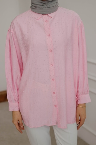 Moonsc Kadın Gömlek Regular Fit Tesettür Pembe