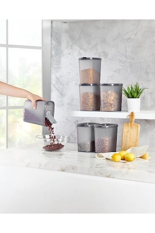 4'lü Erzak Kabı, Saklama Kabı Seti - Plastik Erzak Kabı Takımı - 2.5 Litre, 4 Litre