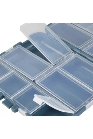 İlaç Kutusu Kapaklı Bölmeli Büyük Caperlan 12 10 3,5 Cm Mavi