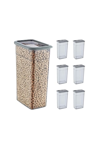 6'li Set Skali Dikdörtgen Saklma Kabı Antrasit 3500 Ml Diğer