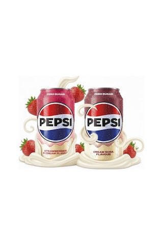 Pepsi Strawberries 'n Cream Flavour Zero Sugar - Karışık Aromalı Şekersiz Tatlandırıcılı Gazlı İçecek 330 Ml 2 Adet