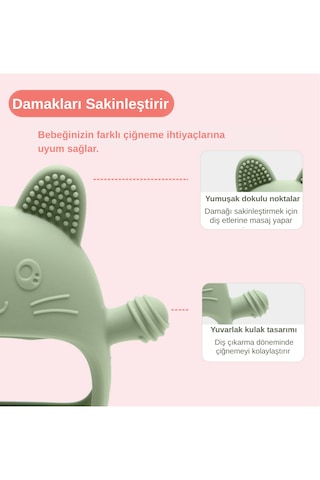 Bebek Diş Kaşıyıcı Silikon Premium Gıda Sınıfı Yeşil