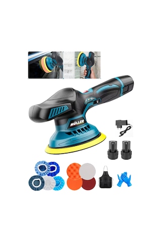 Pro Müller 58 V 10 Ah Orbital Çift Akülü 6 Kademe Devir Ayarlı Pasta Cila Polisaj Ve Zımpara Makinesi