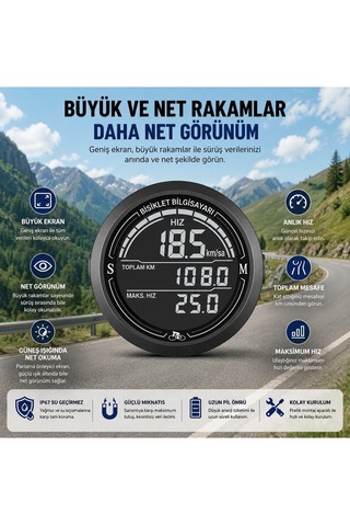 Luve Store Bisiklet Bilgisayarı Km Saati Kablolu Hız Mesafe Ölçer Aydınlatmalı Lcd Ekran Suya Dayanıklı Siyah