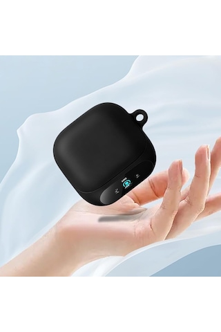 Caseonn Anker Soundcore Liberty 5 Pro Kılıf Askı Aparatlı Mat Silikon Siyah