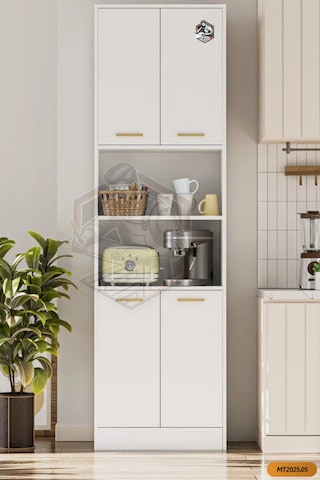 Tamamı Mdf 4 Kapaklı Ve Açık Raflı Çok Amaçlı Mutfak Dolabı/kavan