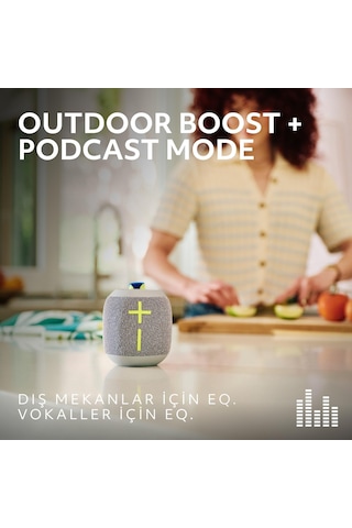 Ultimate Ears Wonderboom 4 Taşınabilir Su Geçirmez Bluetooth Hoparlör, Büyük Bas Ve 360 Derece Ses - Gri