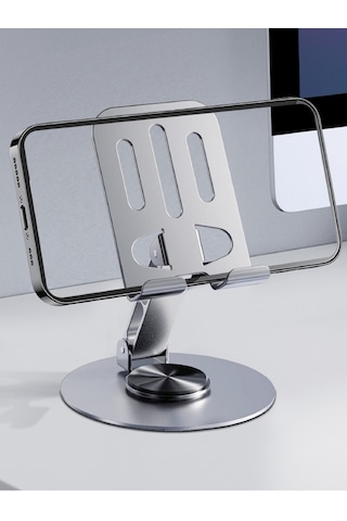 Acl Metalik Telefon Ve Tablet Tutucu Stand - Atd-01 360 Derece Dönen, Katlanabilir Ve Silikon Koru
