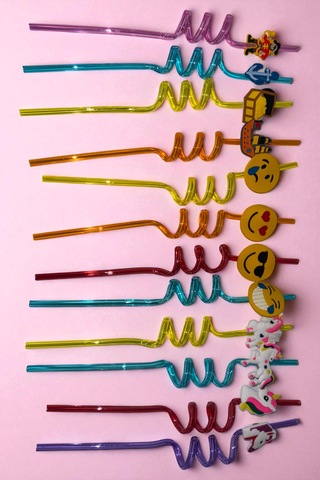 12'li Eğlenceli Sevimli Figürlü Pipet Yıkanabilir Karışık Model 26cm +3