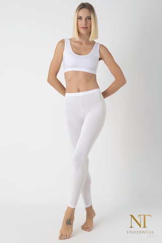 Nt Underwear Kadın Bambu Uzun Tayt Hafif, Rahat, Terletmeyen Beyaz