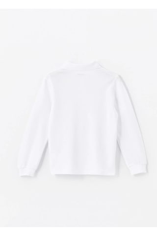 Waynap Uzun Kol Polo Yaka Unisex Okul Tshirt - Beyaz