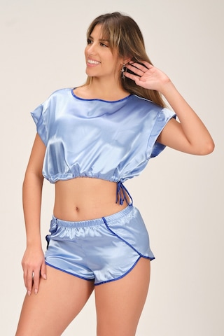 Jumelles Kadın Mavi Soft Glow Saten Şort Takımı mavi