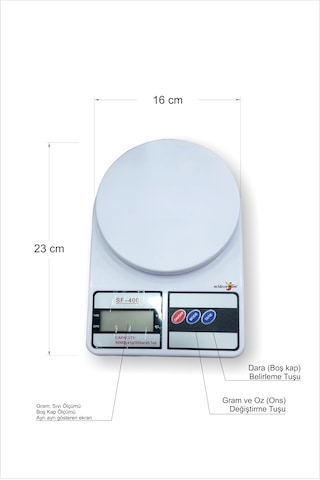 Hassas Elektronik Dijit 0-10kg Mutfak Aktar Aşçı Terazisi Kantar