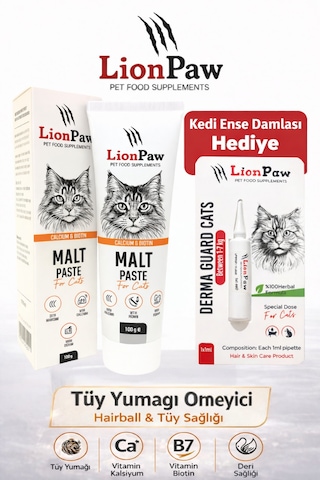 Kedi Malt Macunu 100g Tüy Yumağı,kusma Önleyici,taurin,biotin Sindirim Destekli Kedi Damlası Hediye