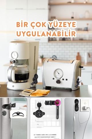 Yapışkanlı Kablo Sabitleyici 4 Lü Çok Amaçlı Kablo Tutucu Kablo Toparlayıcı Aparat Kablo Düzenleyici