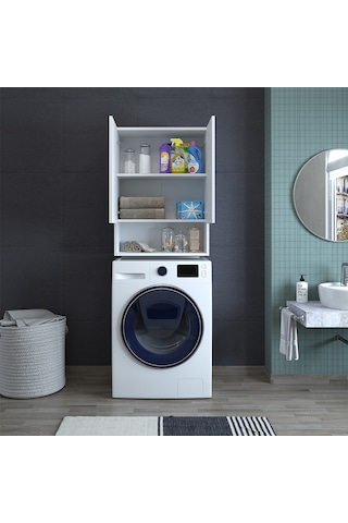 Banos Cu3 Çok Amaçlı Çamaşır Makinesi Üst Banyo Dolabı - Beyaz