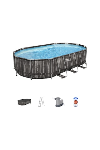 Bestway 5611r Power Steel Prefabrik Yer Üstü Havuz Seti 6,10m X 3,66 M X 1,22 M