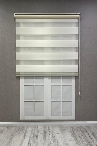 Zebra Stor Perde Geniş Plise Güneşlik Perde Krem Krem