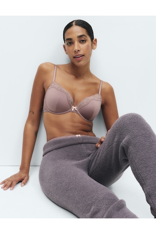 Marks & Spencer Jasmine Dantel Detaylı Balenli Demi Cup Sütyen T33002403 Kahverengi