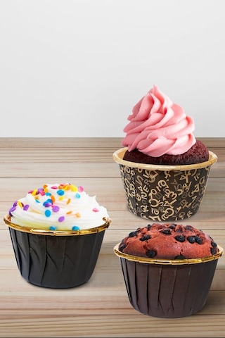 Dolphin Muffin-kek Kapsülü Kahverengi Desenli 50 Adet 12'li Paket