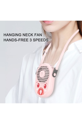 Skycity Boyun Bağlı Fan M01 Pembe - 1500mah Pil İle 8 Saat Süre - Usb Şarjlı Abs Malzeme