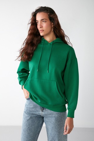ETHIQUET IDA Basic Oversize Yeşil Sweatshirt