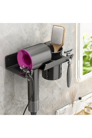 Electronıc Outlet Tutucu Saklama Saç Monte Metal Makinesi Kutulu Kurutma Jl Duvara Ju Siyah