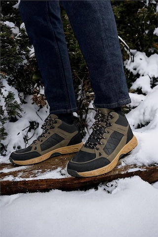 Liger Outdoor Bot Ayakkabı Kışlık Dayanıklı Sağlam Taban Bağcıklı Siyah - Vizon-siyah Siyah