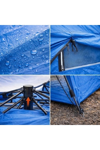 Buffer 4 Kişilik Otomatik Kamp Çadırı Çift Katmanlı, Suya Dayanıklı, Hızlı Kurulum Outdoor Aile Ve Doğa Çadırı 200x200x140 Cm Sarı
