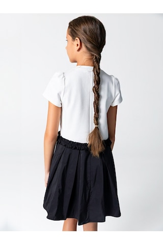 Sheshe Gül Desenli Örme Üst Tafta Etek Elbise Renkli