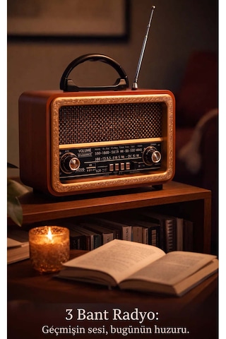 Ahşap Görünümlü Nostaljik Radyo - Bluetooth, Usb, Mp3 Çalar Müzik Kutusu