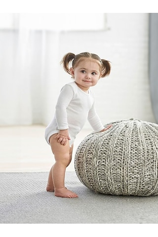 Tiffany Zarf Yaka Uzun Kol Pamuk 5'li Atlet Zıbın Çıtçıtlı Bebek Body Beyaz