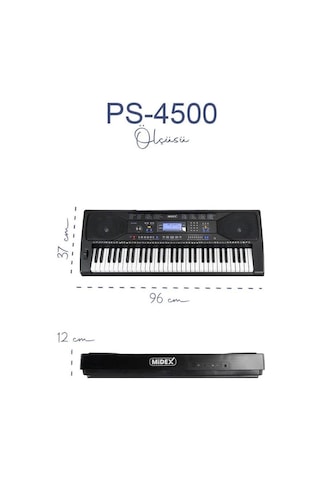 Midex Ps-4500ks Tuş Hassasiyetli 61 Tuşlu Org Lcd Ekran Usb Mp3 Stand Kulaklık Çanta Notalık Adaptör