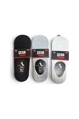 Çega Socks Dikişsiz Pamuklu Silikonlu Kaymaz Babet Çorap 6'lı Çok Renkli Çok Renkli