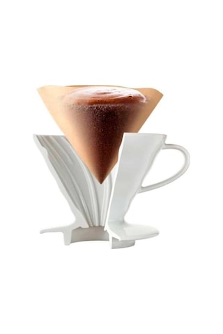 Güral Porselen Porselen V60 Filtre Kahve Demleme Fincanı Dripper Beyaz