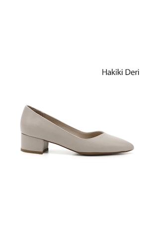 Gönderi R Kadın Bej Antik Kısa Kalın Topuklu Hakiki Deri Ayakkabı Gdza13425172 Bej