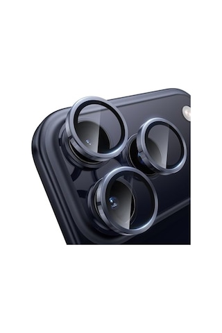 Wsken İphone 17 Pro/iphone 17 Pro Max Kamera Lens Koruyucu İçin - Orijinal Çekimi Koruyun Kırılmaz Ultra Hd 9h Temperli Cam Ekran Metal Halka Kapak, Parmak İzi, Çizilmez, Koyu Mavi