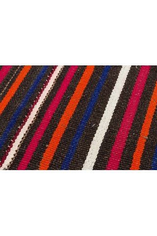 Beyaz Kirmizi Çizgili Siyah Kilim Paspas