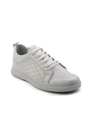 Bambi Beyaz Hakiki Deri Erkek Sneaker E01084240703 Beyaz