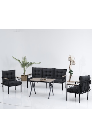 Ard & Garden Miray 3+1+1 Masalı Koltuk Takımı, Balkon Takımı,balkon Mobilyaları,çay Seti, Metal Kanepe, Masa Seti Antrasit