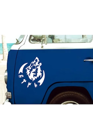 Kurt Ve Göktürkçe Türk Yazısı Gökbörü Sticker - Araba Oto Motosiklet Karavan Pickup Sticker 00758 50x42 Cm