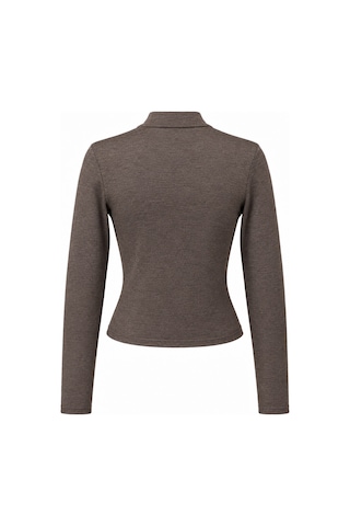 Mixray 2243 Kadın Yarım Balıkçı Yaka Uzun Kollu Slim Fit Bluz Kahve