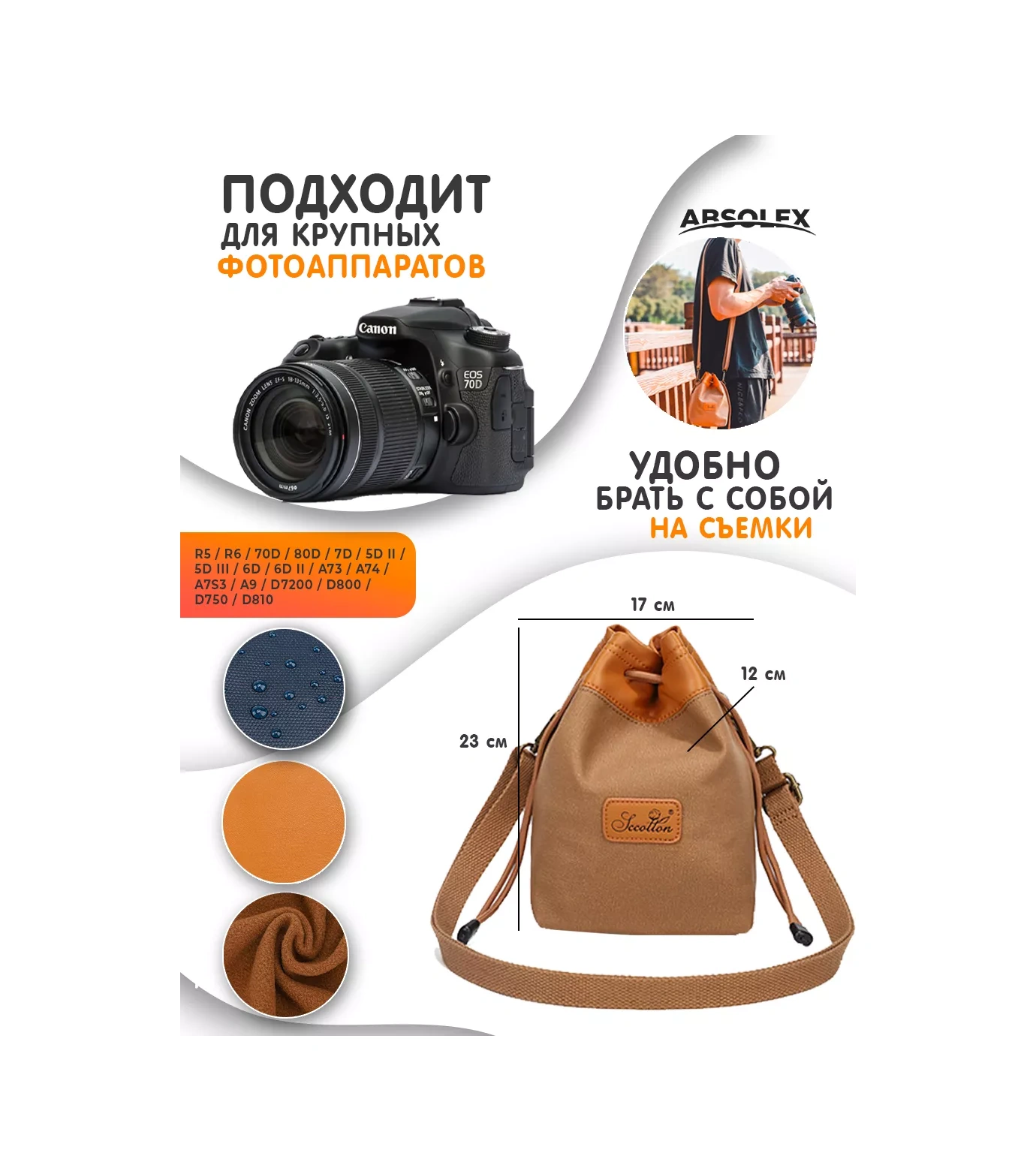 Absolex Canon Nikon İçin Ayna Fotoğraf Makinesi Çantası 183817095