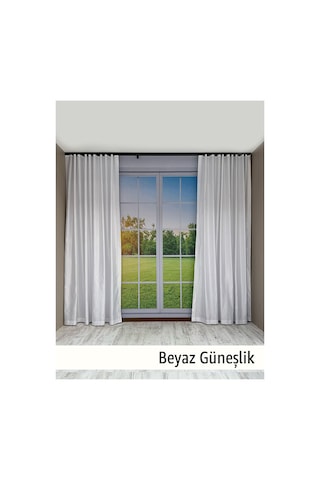 Donatti Beyaz Saten Güneşlik Düz Dikiş Beyaz
