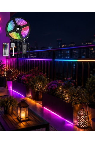 Lexroo Led Strip Rgb 5 Metre Çok Renkli Kumandalı Şerit Led Işık Seti