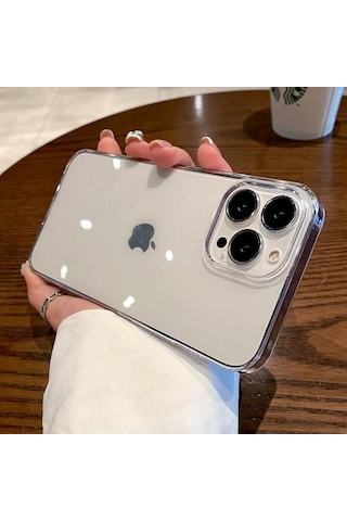 Apple Uyumlu iPhone 15 Pro Max Kılıf İnce Ve Esnek Şeffaf Süper Silikon