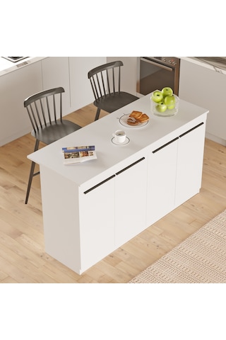 Robin Home Liva Mutfak Adası Ada Mutfak Yemek Masası 160cm Beyaz